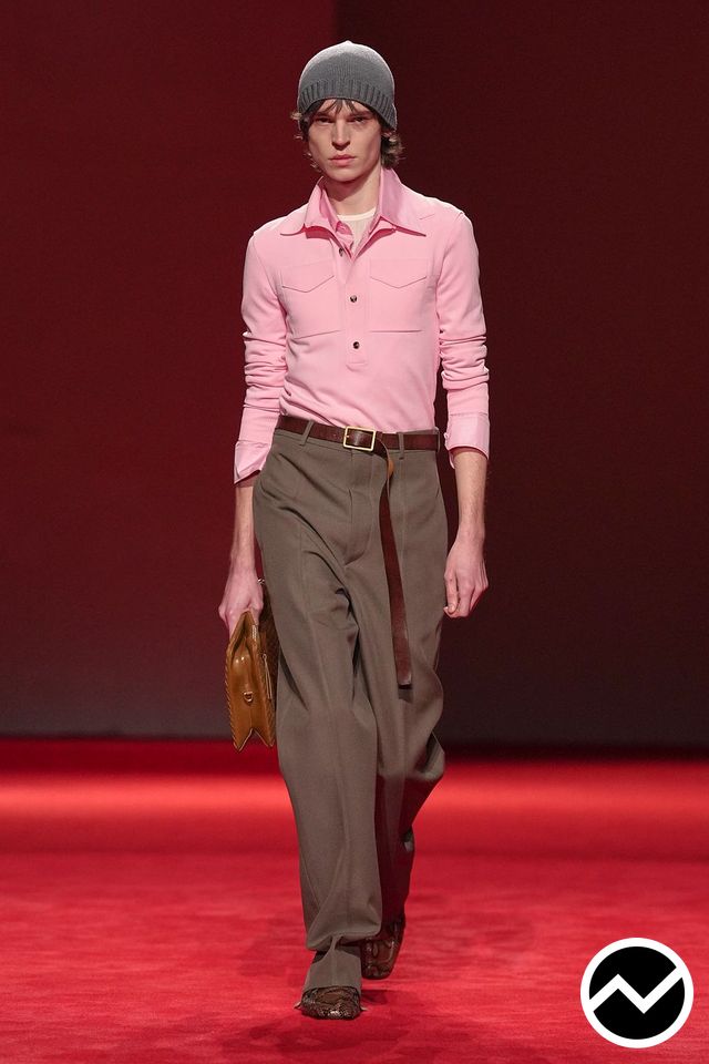 Bottega Veneta, FW26 menswear, Dusty Rose, look 33