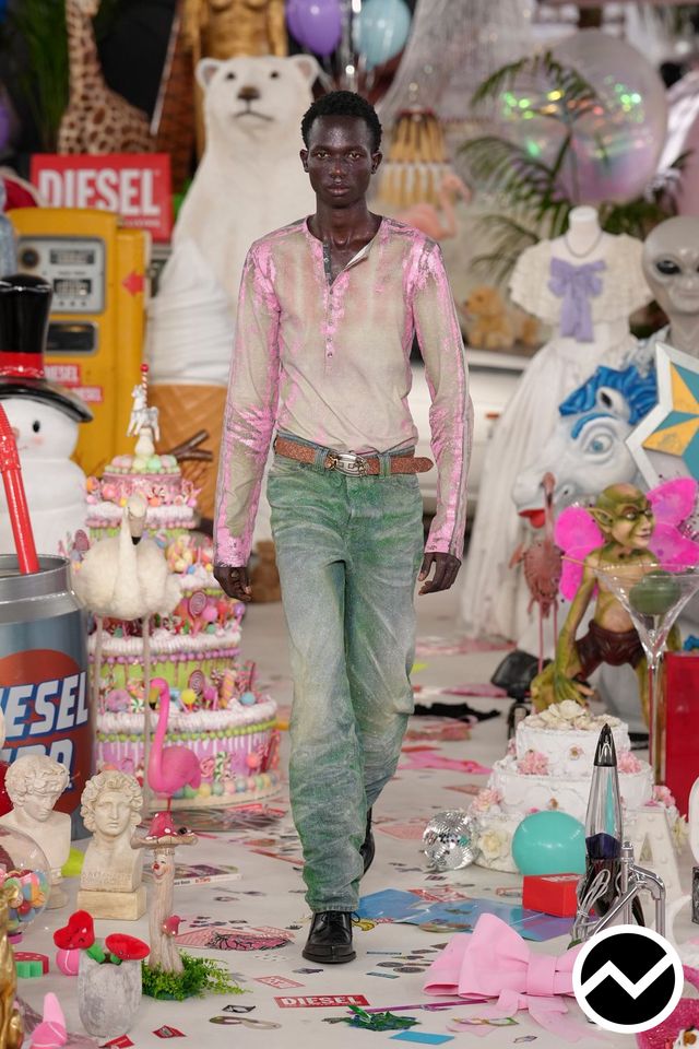 Diesel, FW26 menswear, Dusty Rose, look 62