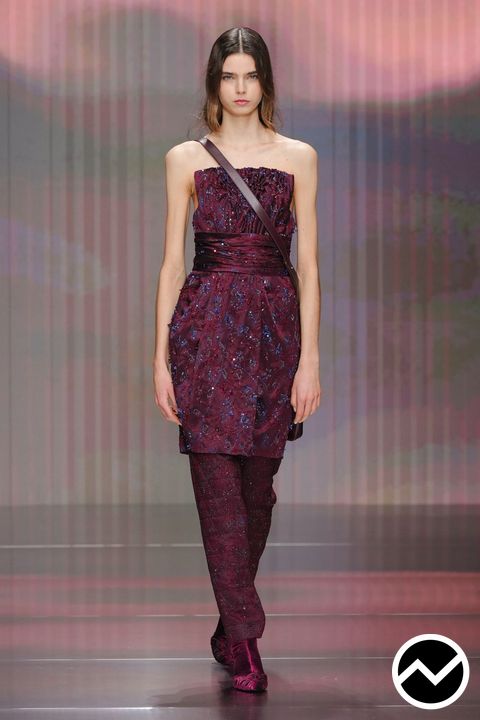 Giorgio Armani, FW26 womenswear, Wine, look 54