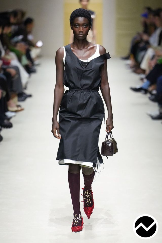Prada, FW26 womenswear, Cinched Dress, look 44