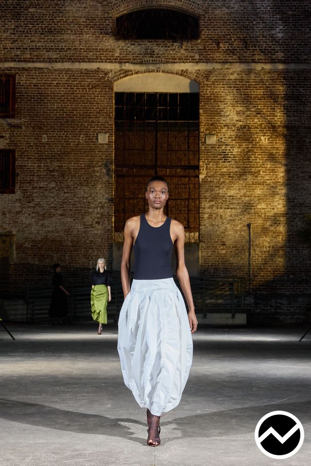 Tibi, FW26 womenswear, Gathered Skirts, look 33