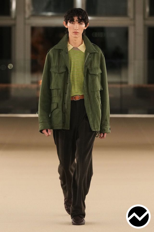 Auralee, FW26 menswear, Olive, look 10