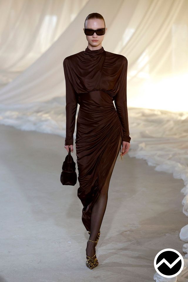 Balmain, FW26 womenswear, Chocolate, look 39