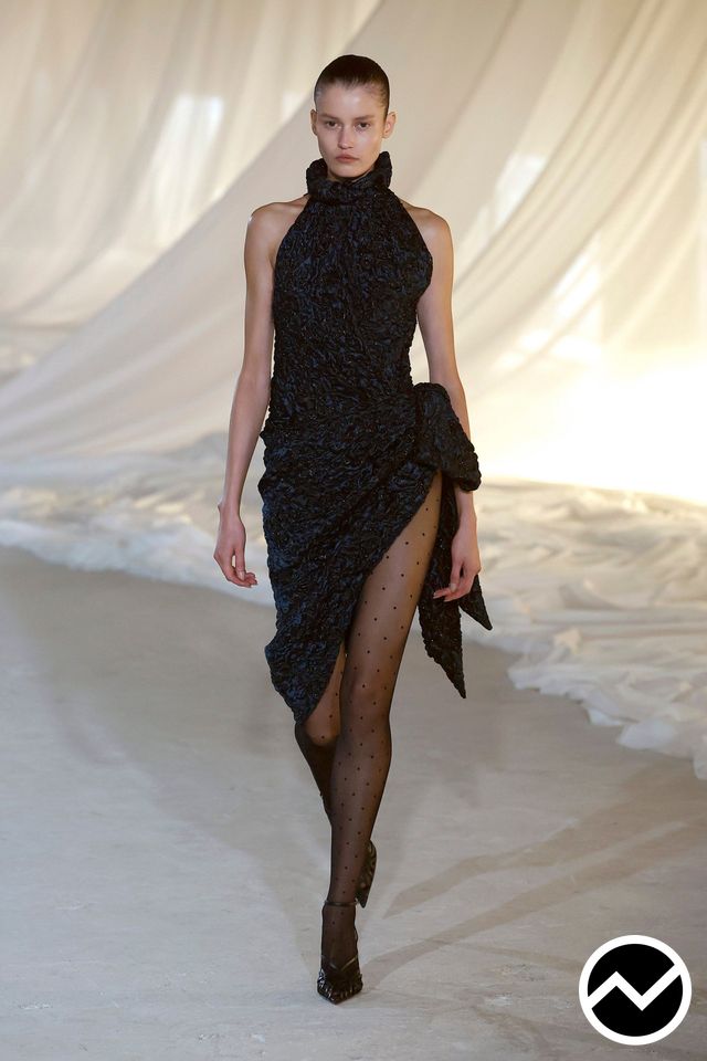 Balmain, FW26 womenswear, Draped Dress, look 43