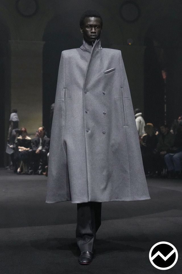 Matières Fécales, FW26 menswear, Double Breasted Coat, look 46