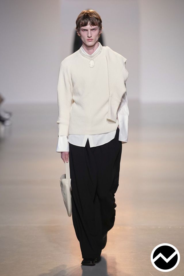 Niccolò Pasqualetti, FW26 menswear, Beige Twins, look 11