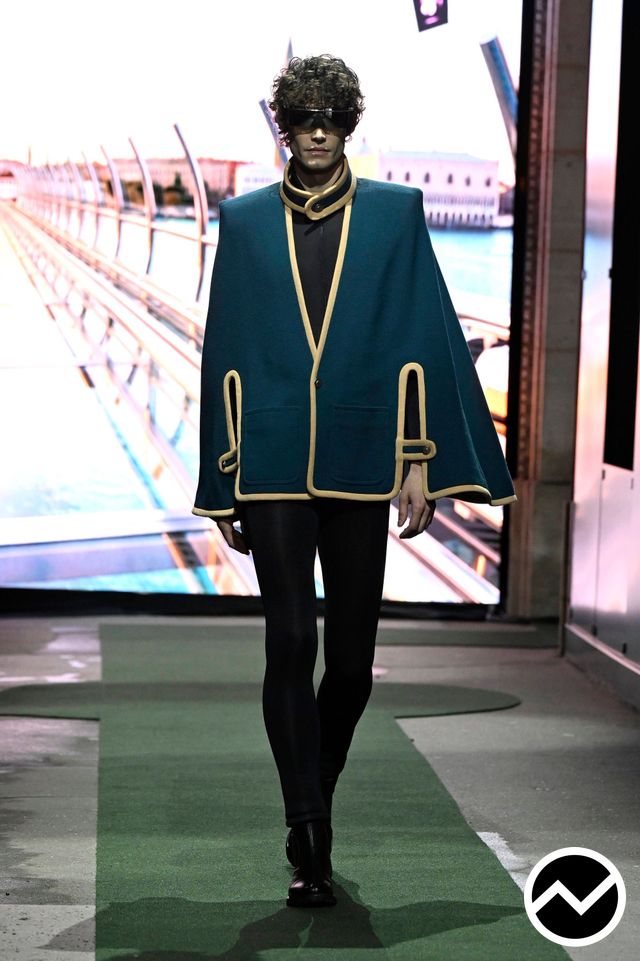 Pierre Cardin, FW26 menswear, Cape Sleeve Coat, look 51
