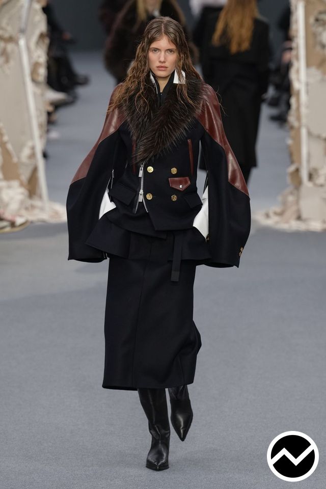 Sacai, FW26 womenswear, Cape Sleeve Coat, look 14