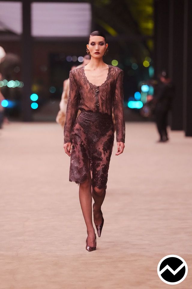 Saint Laurent, FW26 womenswear, Burgundy, look 22