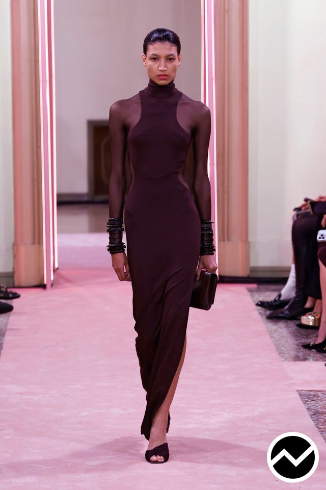 Elisabetta Franchi, SS26 womenswear, Burgundy, look 13