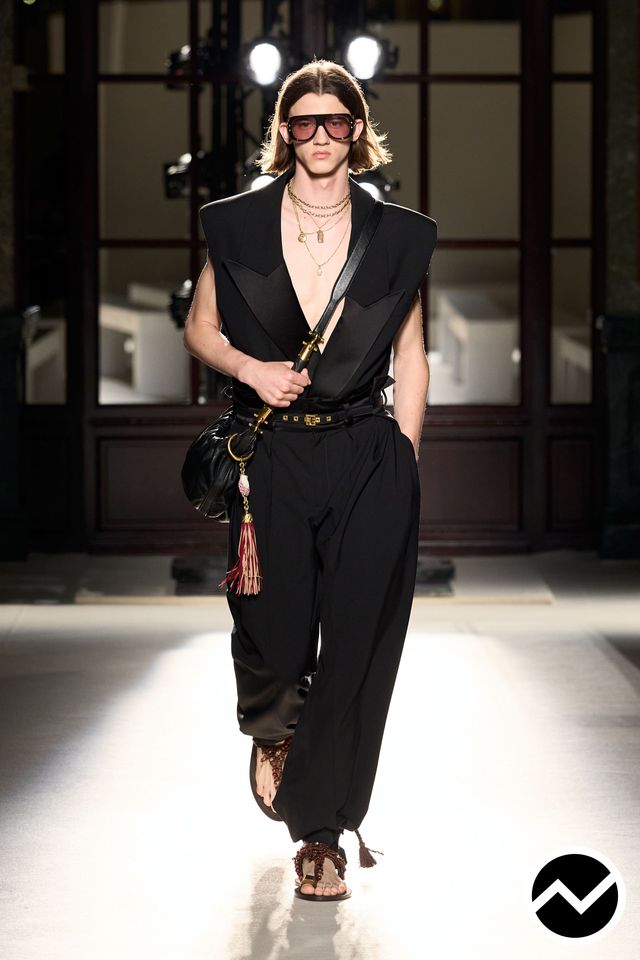 Balmain, SS26 menswear, Double Pleated Pants, look 34