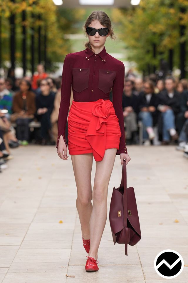 Celine, SS26 womenswear, Burgundy, look 44