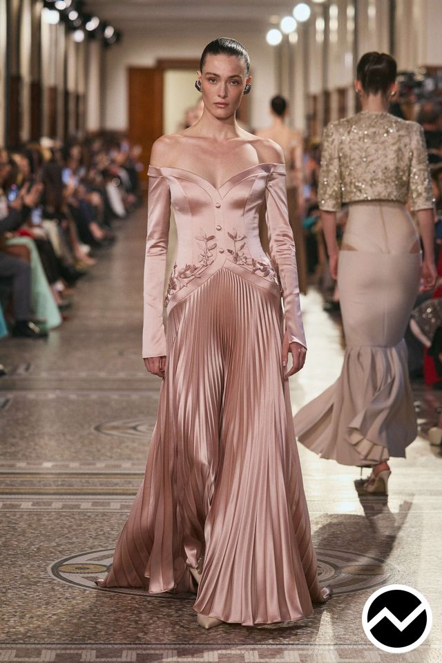 Georges Hobeika, SS26 womenswear, Dusty Rose, look 24