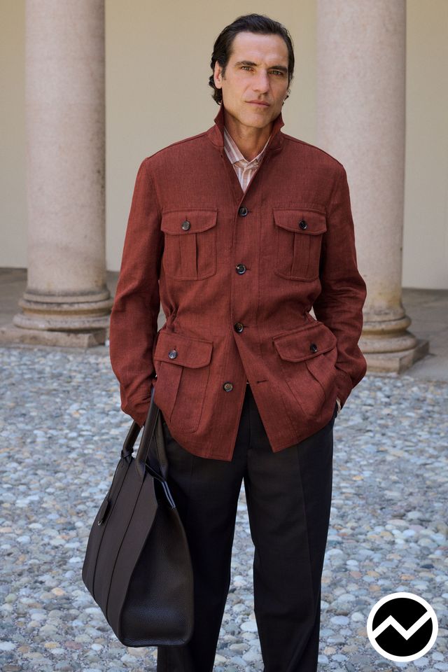 Brioni, SS27 menswear, Brick Red, look 11