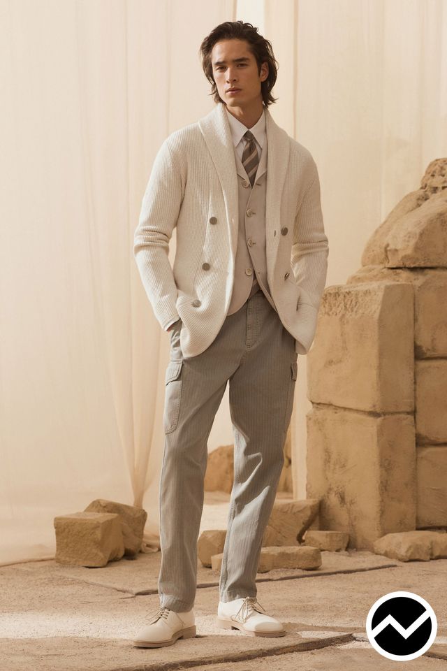 Brunello Cucinelli, SS27 menswear, Ecru, look 8
