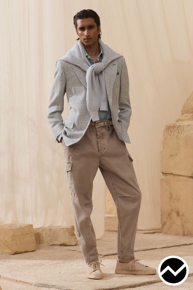 Brunello Cucinelli, SS27 menswear, Curved Hem Jacket, look 25