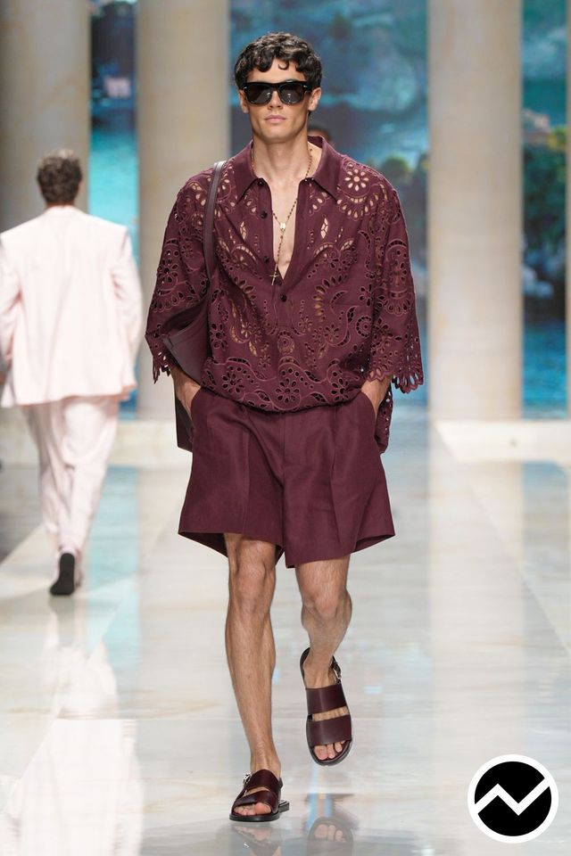 Dolce & Gabbana, SS27 menswear, Burgundy, look 63