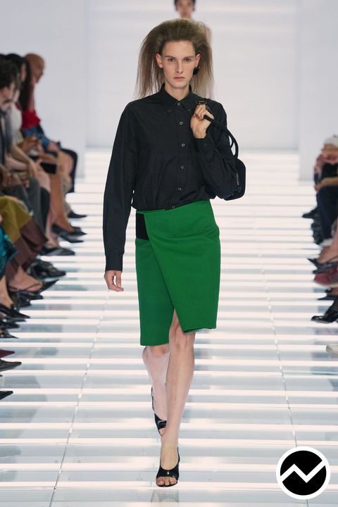Prada, SS27 womenswear, Mid-Rise Skirts, look 3