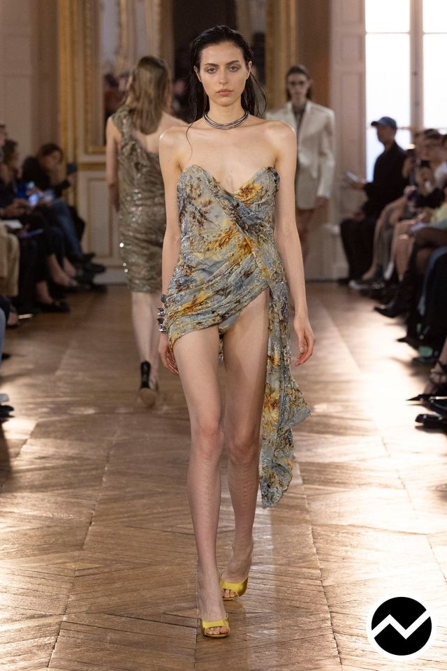 Balmain, SS27 womenswear, Asymmetric Hem Dress, look 45