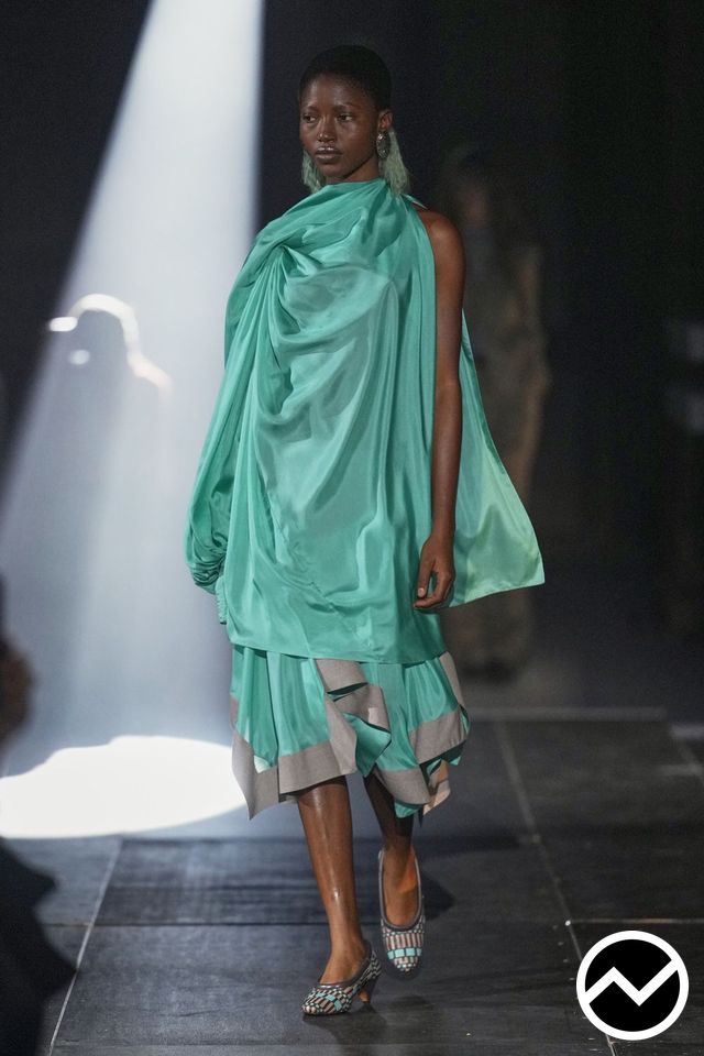 Kiko Kostadinov, SS27 womenswear, Turquoise, look 17