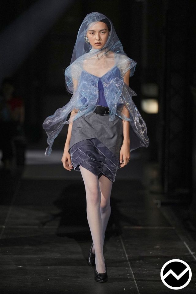 Kiko Kostadinov, SS27 womenswear, Layered Skirts, look 35