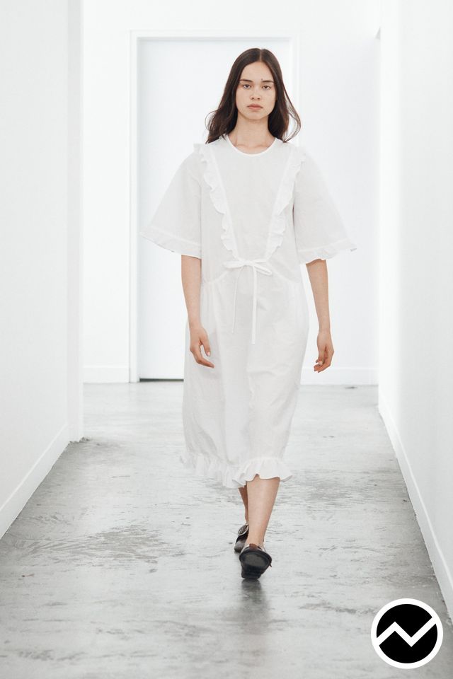 Lee Mathews, SS27 womenswear, Elbow Sleeve Dress, look 16