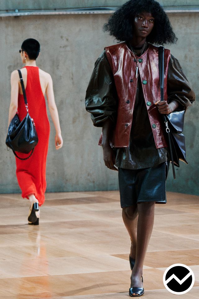 Lemaire, SS27 womenswear, Burgundy, look 59