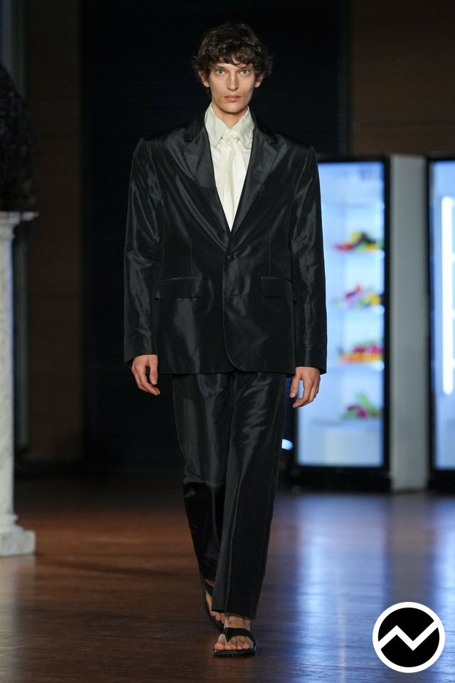 Marie Adam Leenaerdt, SS27 menswear, Curved Hem Jacket, look 1