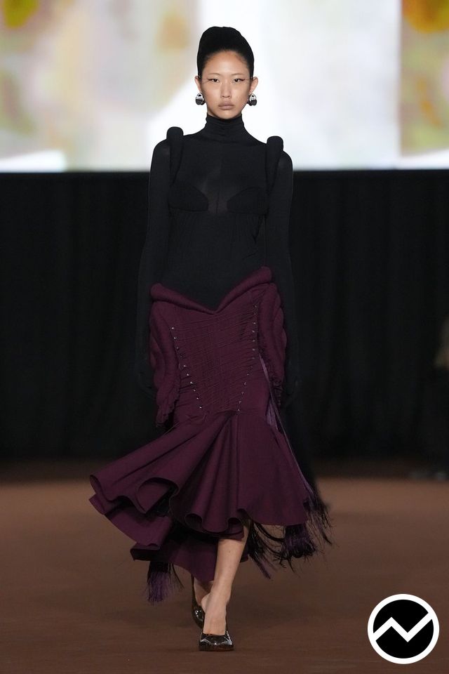 Mugler, SS27 womenswear, Wine, look 5
