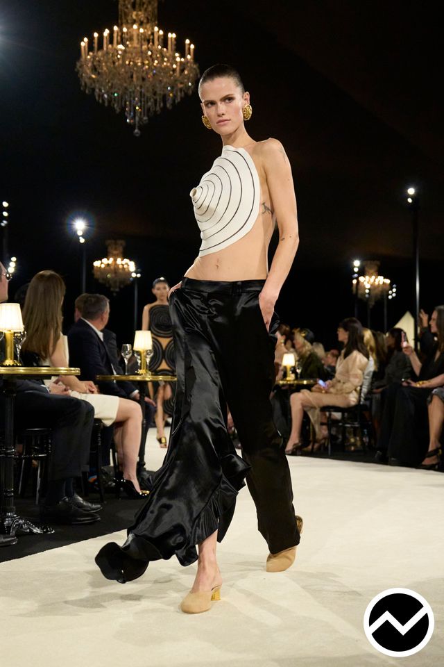 Schiaparelli, SS27 womenswear, Asymmetric Hem Top, look 18
