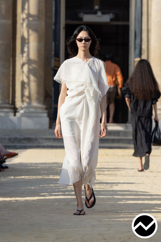 System, SS27 womenswear, Asymmetric Sleeve Dress, look 47