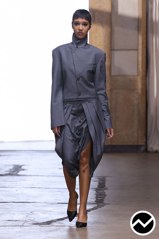 Telfar, SS27 womenswear, Knife Skirts, look 6