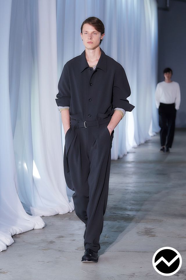Attachment, SS27 menswear, Drop Shoulder Jacket, look 24