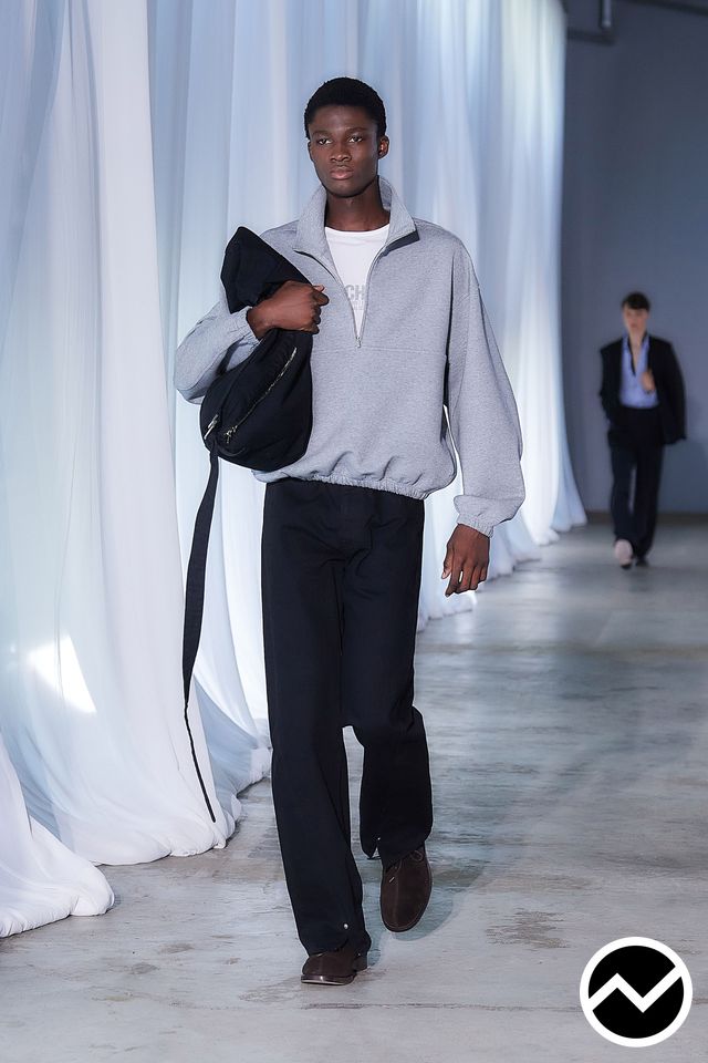 Attachment, SS27 menswear, Half Zip Sweatshirt, look 36